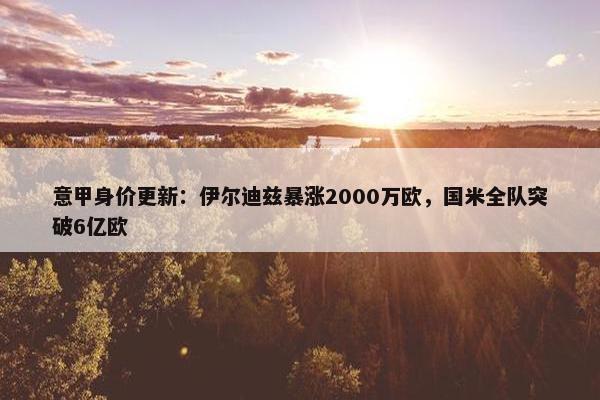 意甲身价更新：伊尔迪兹暴涨2000万欧，国米全队突破6亿欧