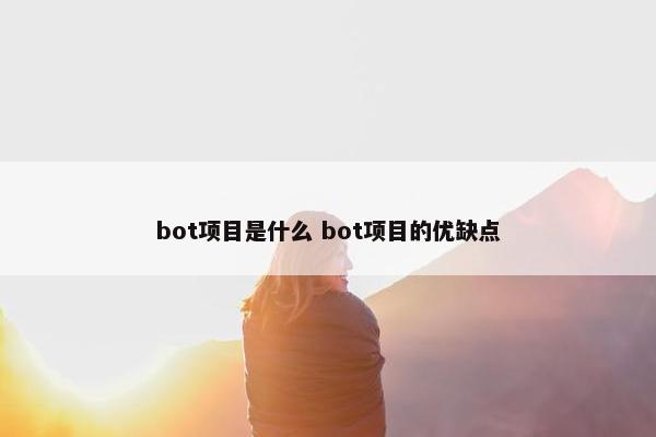 bot项目是什么 bot项目的优缺点