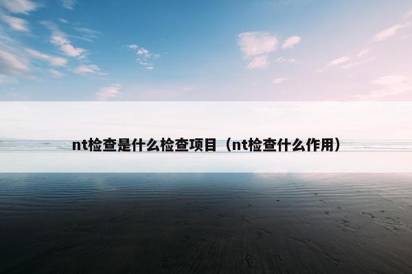 nt检查是什么检查项目（nt检查什么作用）