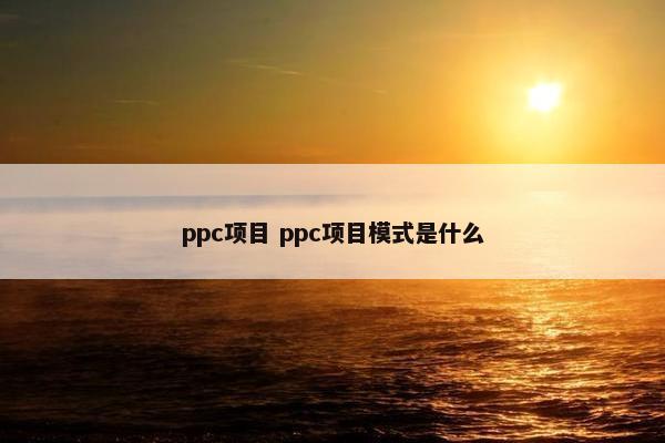 ppc项目 ppc项目模式是什么
