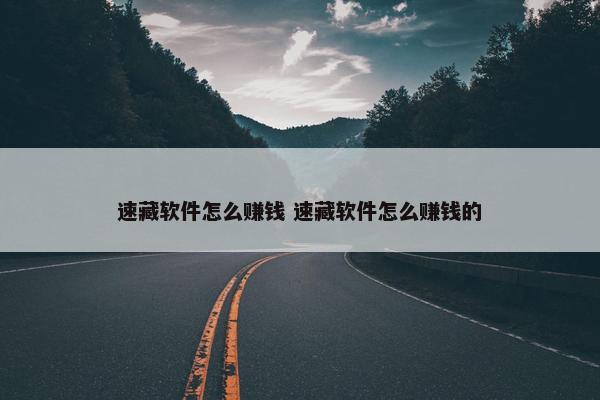 速藏软件怎么赚钱 速藏软件怎么赚钱的